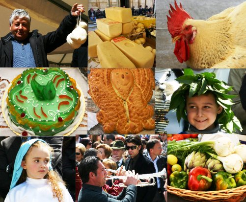 San Giuseppe Auction Collage Collage of food auction in Sicily
